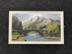 Mable Arkley : Grange Bridge, oil on board, 82 cm x 46.5 cm, signed, framed.