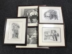 A set of six Laurel and Hardy framed prints