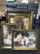Three gilt framed prints, gilt framed Sakai Hoistu print,