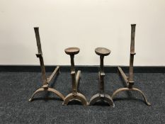 Two sets of early 20th century fire dogs