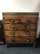 A Victorian mahogany five drawer chest