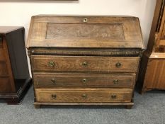 A 19th century oak bureau,