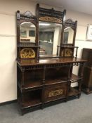 A 19th century aesthetic period mirror backed sideboard, with painted panel decoration,width 168 cm.