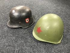 A German M34 type helmet, with later SS decal,