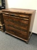 A 19th century mahogany four drawer chest on scroll feet, 90 cm.
