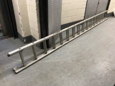 An aluminium extension ladder