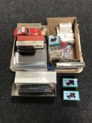 A tray of un-boxed and boxed die cast vehicles, boxed die cast pencil sharpeners,