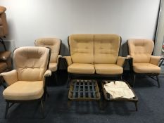 A six piece Ercol lounge suite - two seater settee,