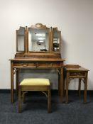 A yew wood dressing table with mirror,
