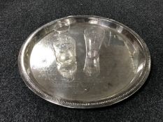 A large silver plated tray,