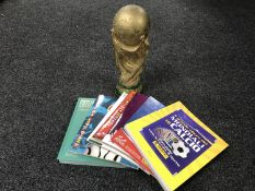 A box of LP records - classical, Panini sticker albums and books relating to football,
