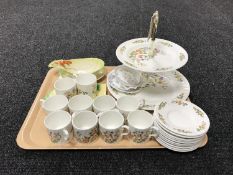 A tray Aynsley cottage garden comport, ten matching cups and saucers,