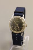 A WWII Period Military Wristwatch, signed Timor, 17 jewel adjusted lever movement,