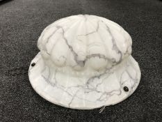 A marbled glass Art Deco light shade