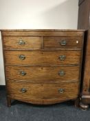 A Victorian mahogany bow-fronted five drawer chest