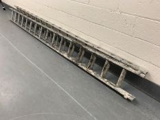 An aluminium extension ladder