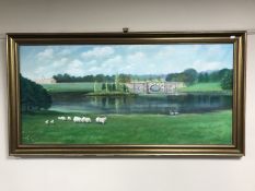 A framed oil on board - The Tyne Bridge and gilt oil on canvas by Peter Matthews Oxford