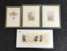 Two framed colour prints initialled JMB 