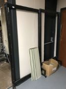 Two sets of metal shop shelving (dismantled)