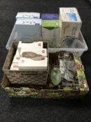 Two boxes of assorted glass ware including two sets of four Villeroy & Bosch fruit bowls,