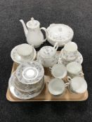 A tray of fifty-one pieces of Duchess Tranquillity tea and dinner ware