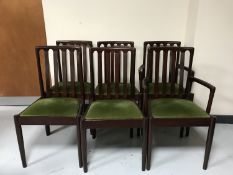 Six late 20th century rail backed dining chairs
