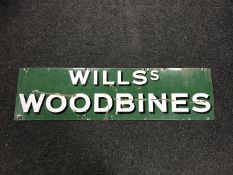 A mid 20th century Wills Woodbines enamelled sign