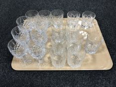 A tray of crystal glasses