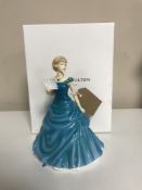 A boxed Royal Doulton birthstone figure - December and two Coalport figures