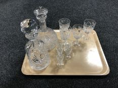 A tray of two lead crystal decanters,