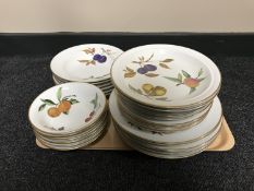 A tray of thirty-three pieces of Royal Worcester Evesham dinner ware