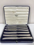 A set of six silver handled butter knives by Mappin & Webb