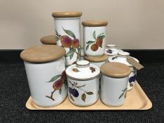 A tray of ten Royal Worcester Evesham kitchen storage jars