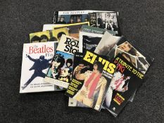A crate containing books relating to the Beatles,