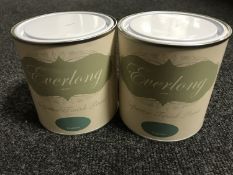 One box of 12 tins Everlong Furniture paint - Kingfisher Blue