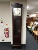 An early 20th century mahogany cased regulator clock with silvered dial