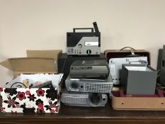 A quantity of projector equipment and accessories including three by Hitachi, Sahara and Infocus,