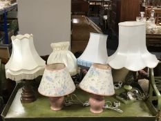 Six assorted table lamps with shades