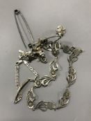 A collection of assorted silver jewellery