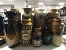 A collection of nine West German vases
