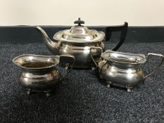 A three piece Viners Alfa plated tea service