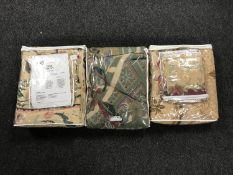 A Belgian cotton tapestry bed spread and two pairs of Belgian cotton tapestry pillow shams