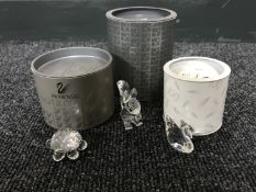 Three boxed Swarovski crystal animals - tortoise,