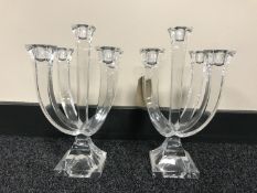 A pair of Villeroy and Bosch crystal five way candelabra