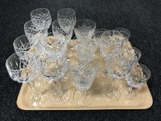 A tray of crystal glasses