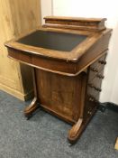A late Victorian inlaid walnut Davenport,