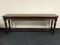 An early twentieth century mahogany hall table, 175 cm wide.