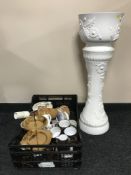 A box of assorted china, Hornsea coffee cups and saucers, cake stands, Royal Standard china,