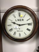 A Victorian and later wall clock : LNER Durham CONDITION REPORT: Case 41cm wide.