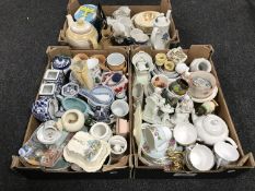 Three boxes of tea china, lidded jars,